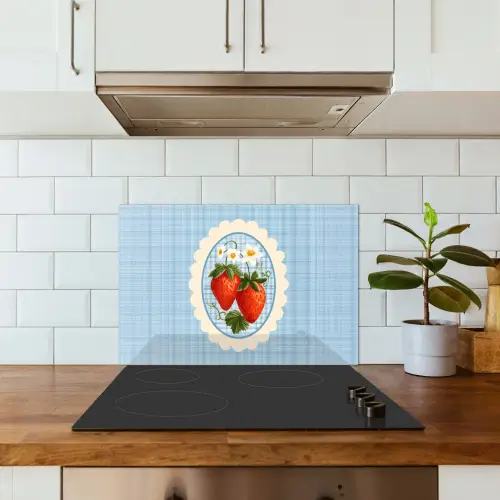 Aardbeien - Lijst - Rood - Geruit keuken achterwand spatscherm klein -sfeer2