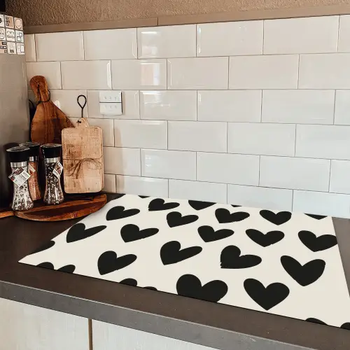 Hartjes - Zwart - Beige Inductie beschermer vinyl 3mm klein -sfeer3