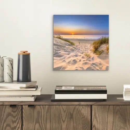 Duin - Zonsondergang - Horizon - Strand - Gras aluminium wit klein -sfeer1