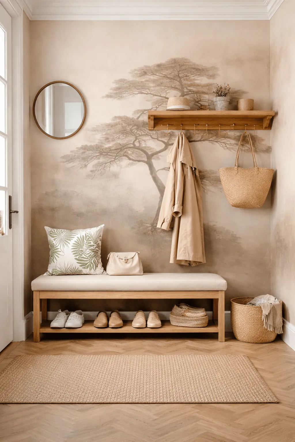 flur tapete ideen beige flur
