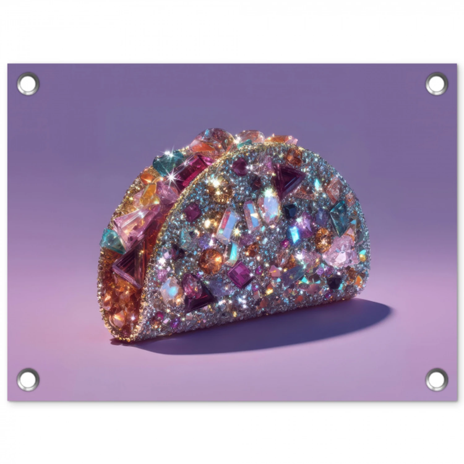 Edelstenen - Glitters - Paars - Kleurrijk tuinposter los doek klein -3d