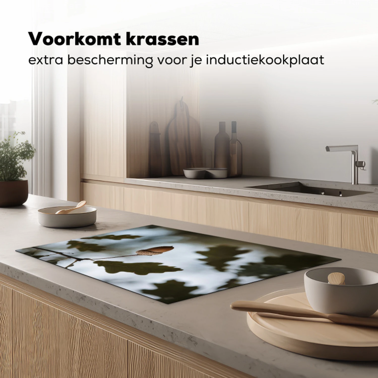 Eikel - Eikenblad - Bos - Herfst - Natuur Inductie beschermer vinyl 3mm klein -sfeer1