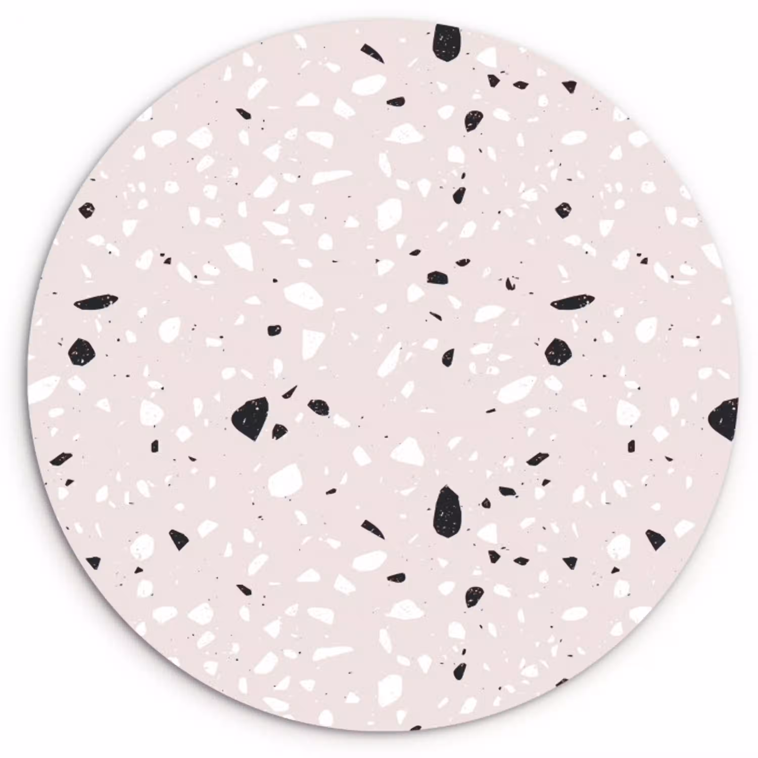 Terrazzo -  Patroon - Zacht - Zwart - Wit Wandcirkel plexiglas klein 852 -3d