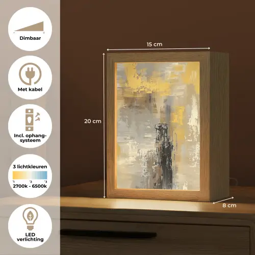 Abstract - Geel - Modern - Beige Light Box met kabel (Tafellamp) klein -USP_NL
