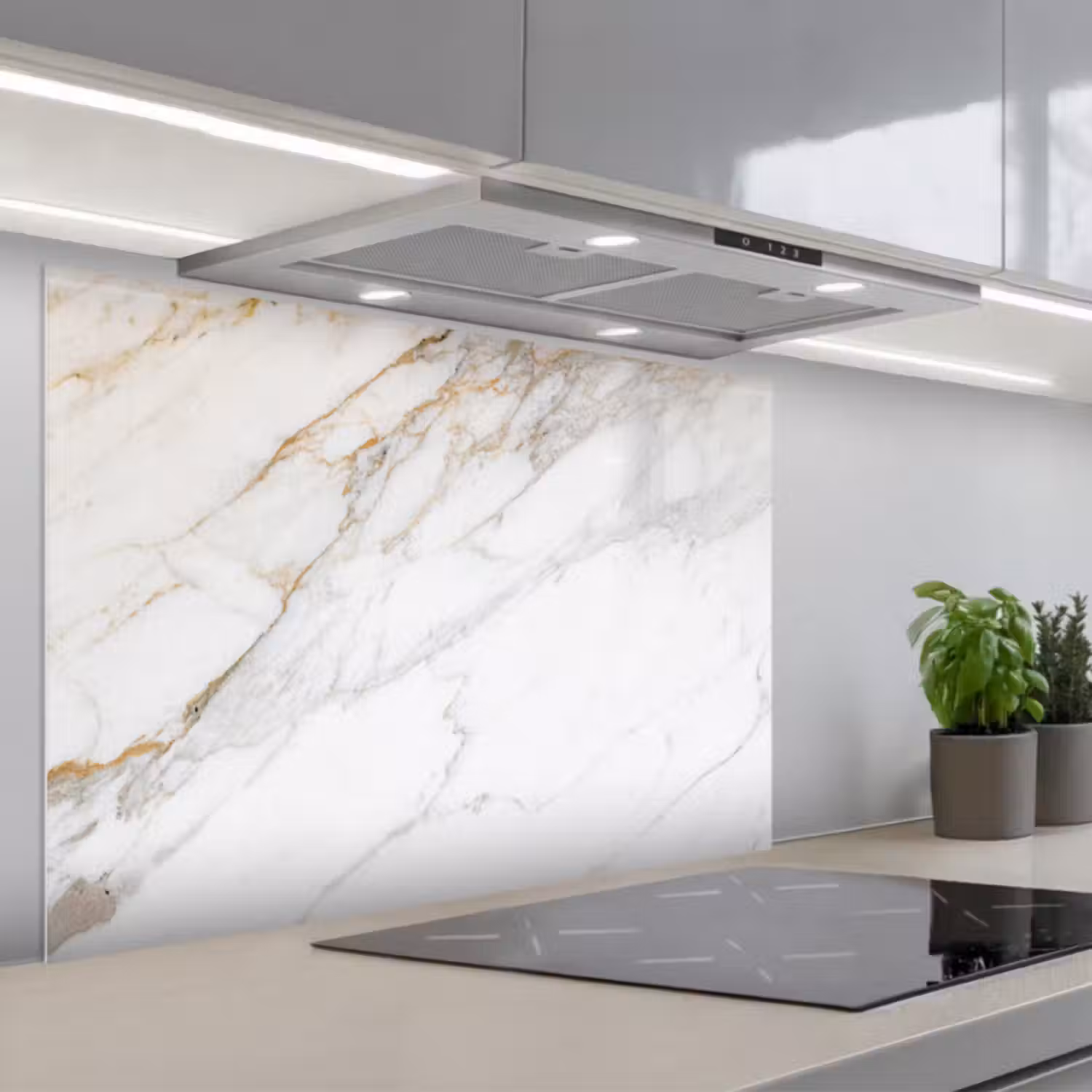 Spatscherm keuken - Marmer - Steen - Wit - Goud - Marmerlook - Steen - Luxe