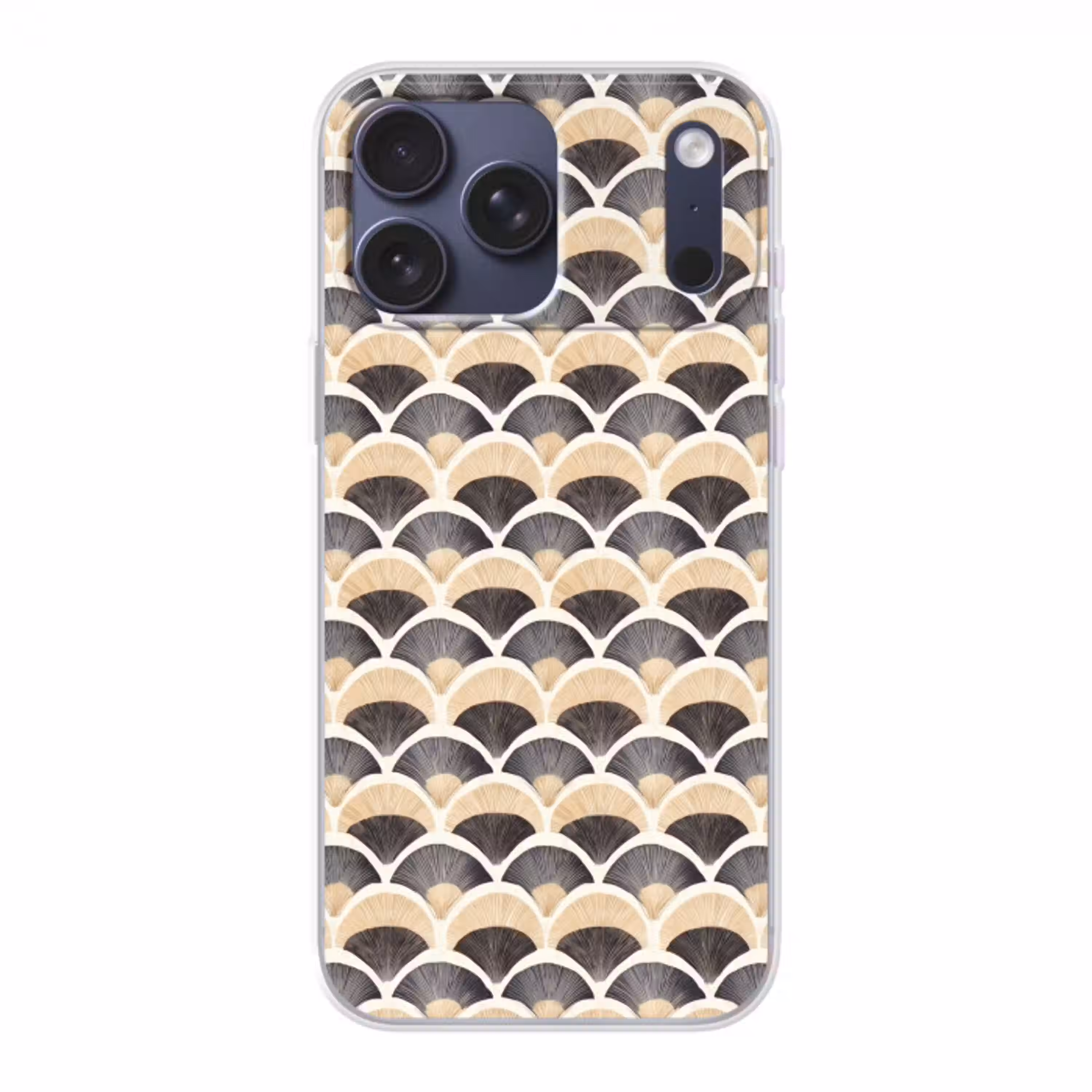 Waaier - Patroon - Zwart - Beige Telefoonhoesje iPhone 17 Pro Max klein 879 -3d