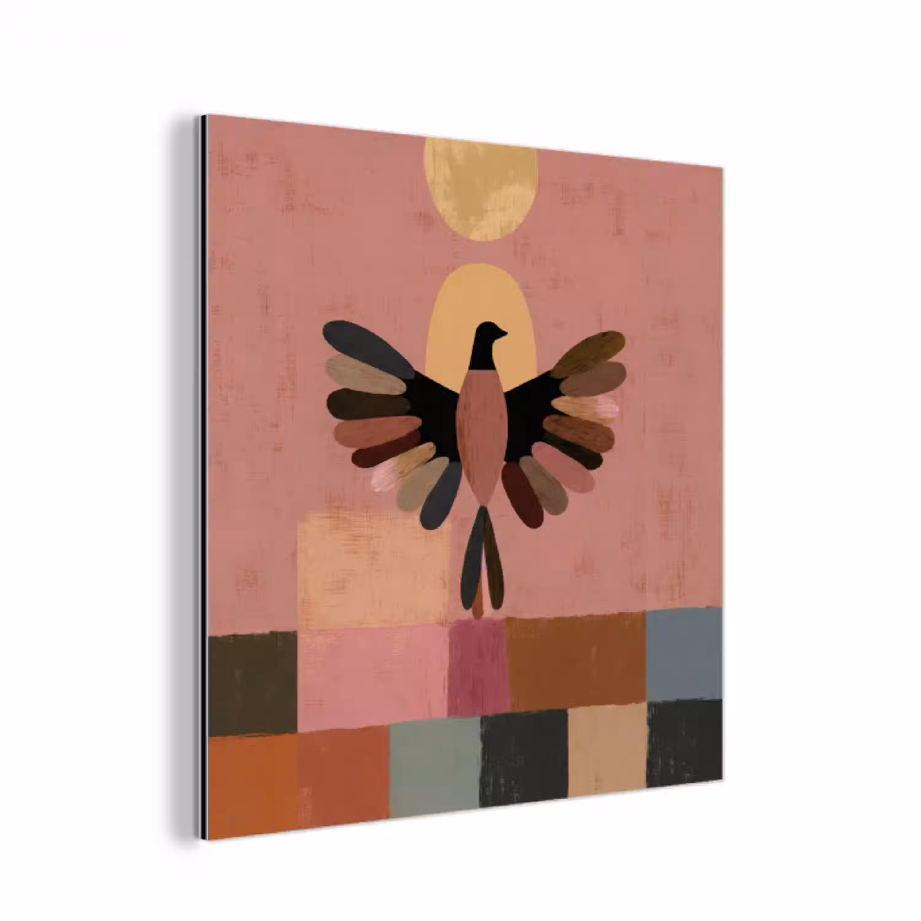 Illustratie - Vogel - Vlakken - Kleurrijk aluminium wit klein -3d