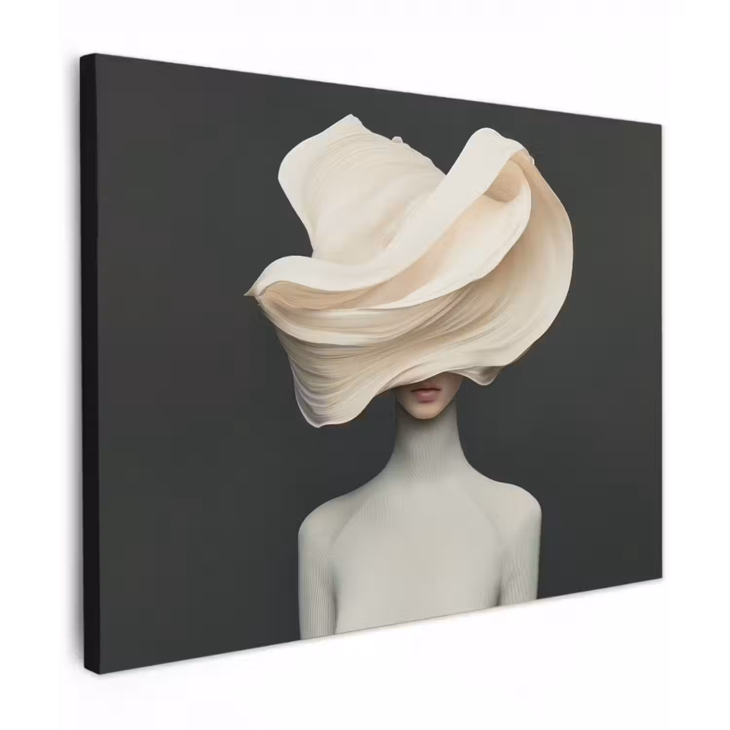 Leinwandbild - Frau - Beige - Hut