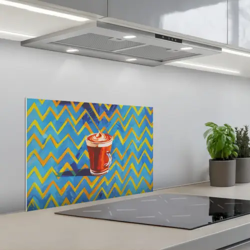Mok - Koffie - Zigzag - Slagroom keuken achterwand spatscherm klein -3d_schuin