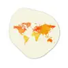 Wereldkaart - Oranje - Kleurrijk Wandcirkel Organisch Aluminium middel -3d