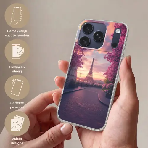 Eiffeltoren - Parijs - Roze Telefoonhoesje iPhone 17 Pro klein -sfeer3_NL