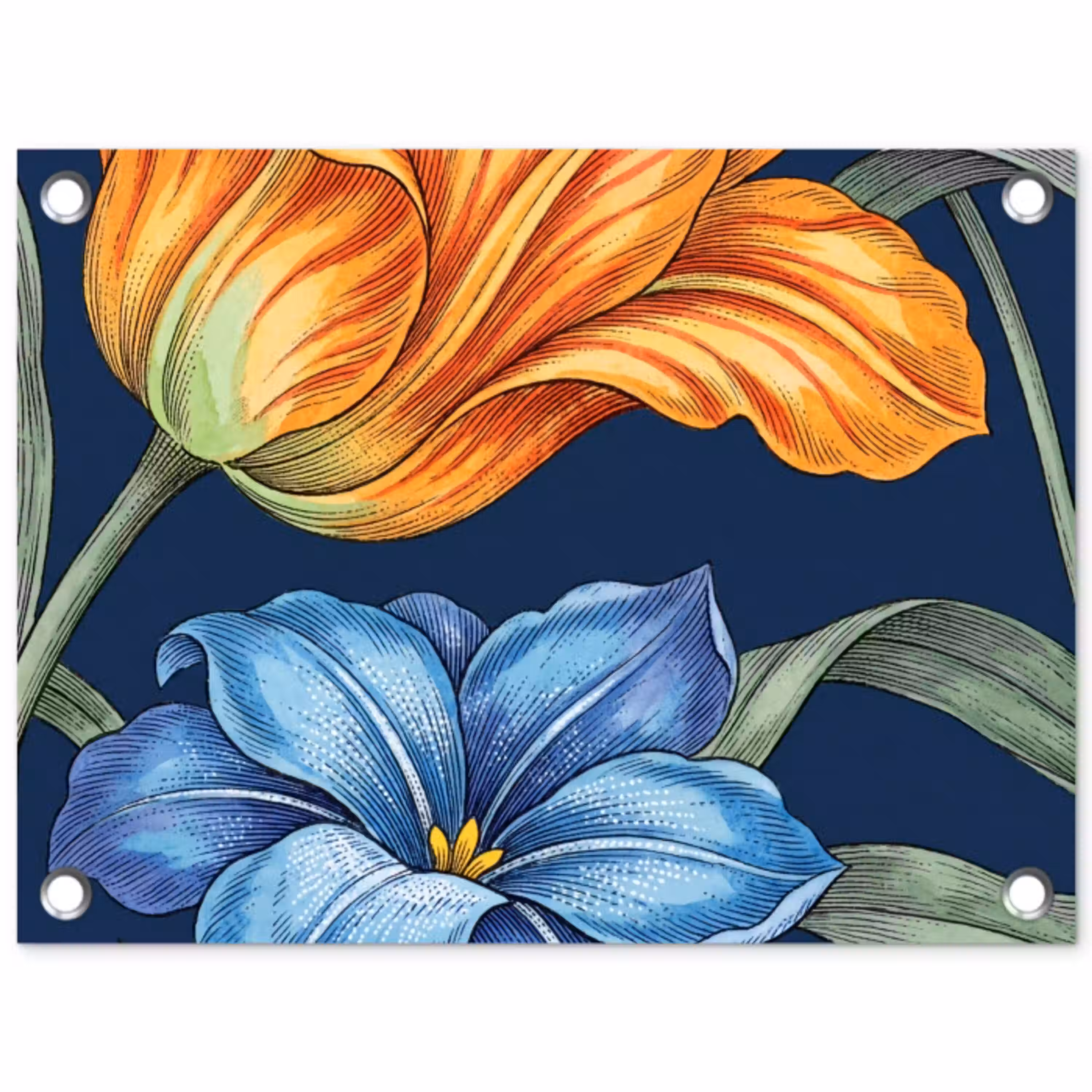 Bloemen - Botanisch - Patroon tuinposter los doek klein -3d