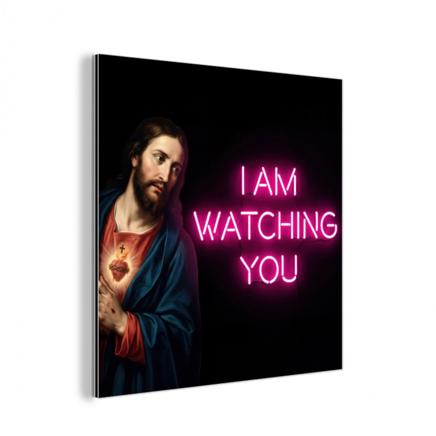 Man - Tekst - Neon aluminium wit klein -3d