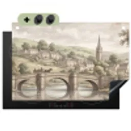 Dorp - Brug - Uitzicht - Groen Inductie beschemer met haakjes klein -3d