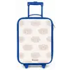 Vrolijke wolkjes met gezichtjes op crèmekleurige achtergrond Kinderkoffer - Blauw klein -zz3dotto