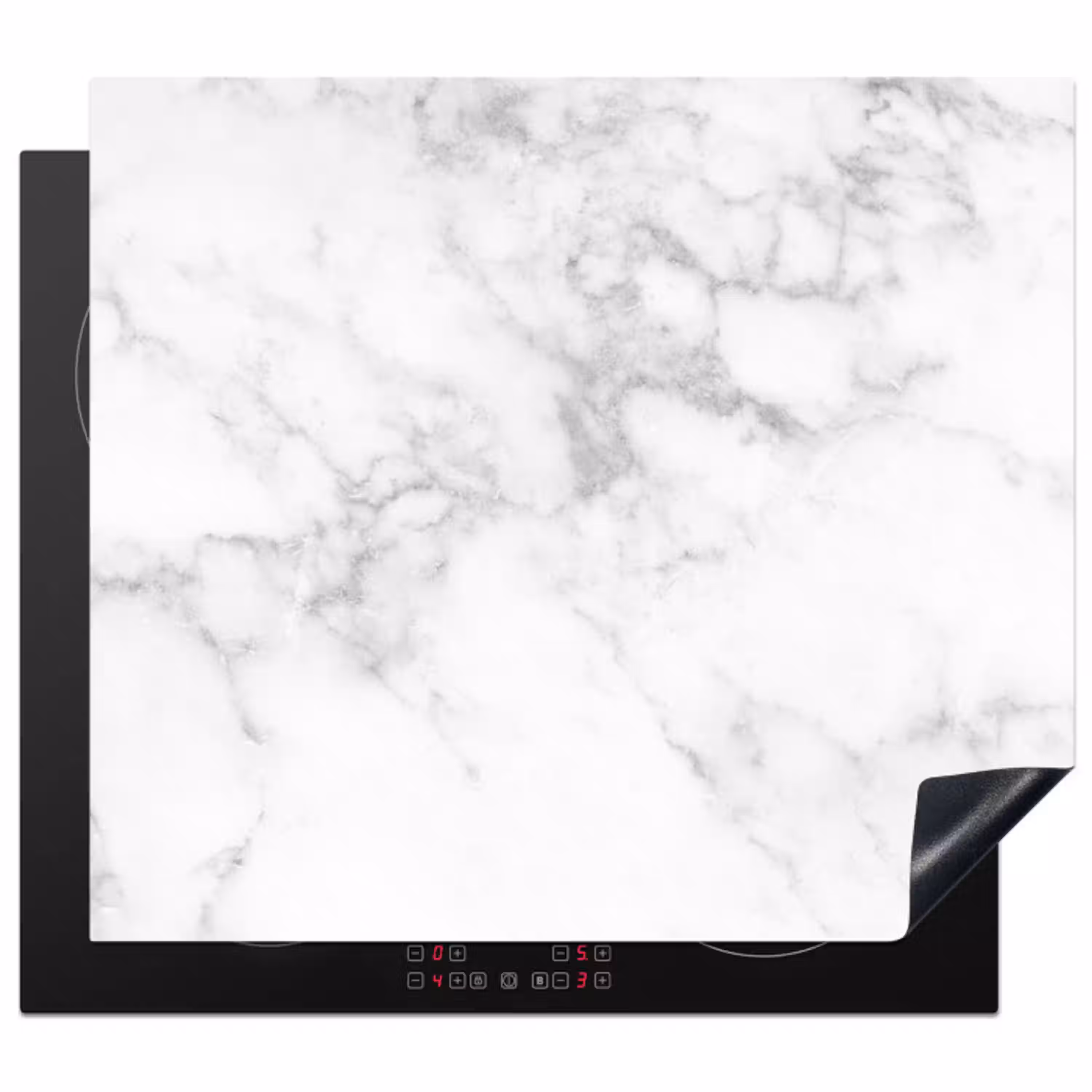 Elegantie van Wit Marmer Inductie beschermer vinyl 3mm middel -3d