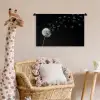 Paardenbloem - Zwart - Natuur Wandkleed katoen klein -wsfeer5_kind