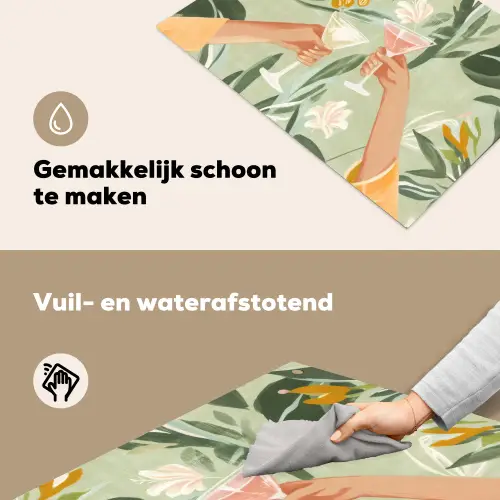 Glazen - Proosten - Bladeren - Groen Inductie beschemer met haakjes klein -ky-schoon-nl