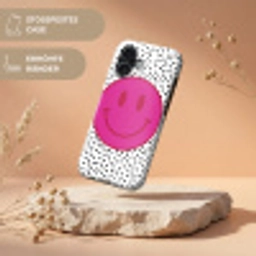 Smiley - Roze - Stippen Toughcase MagSafe Apple iPhone 17 klein -USP_RandenV_DE