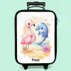 Roze flamingo en blauwe dolfijn op een strand Kinderkoffer - Zwart klein -zzz_website3d_nbs2