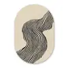 Golvend - Lijnen - Abstract - Silhouet Wandcirkel Ovaal Glas middel -3d