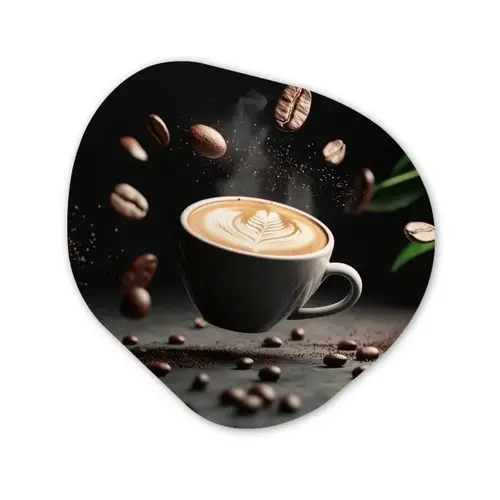 Cappuccino - Kop - Bonen - Bruin Wandcirkel Organisch Plexiglas middel -3d