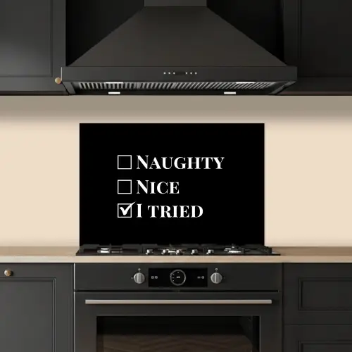 Kerst - Zwart - Wit - Quote - Grappig keuken achterwand spatscherm klein -sfeer1