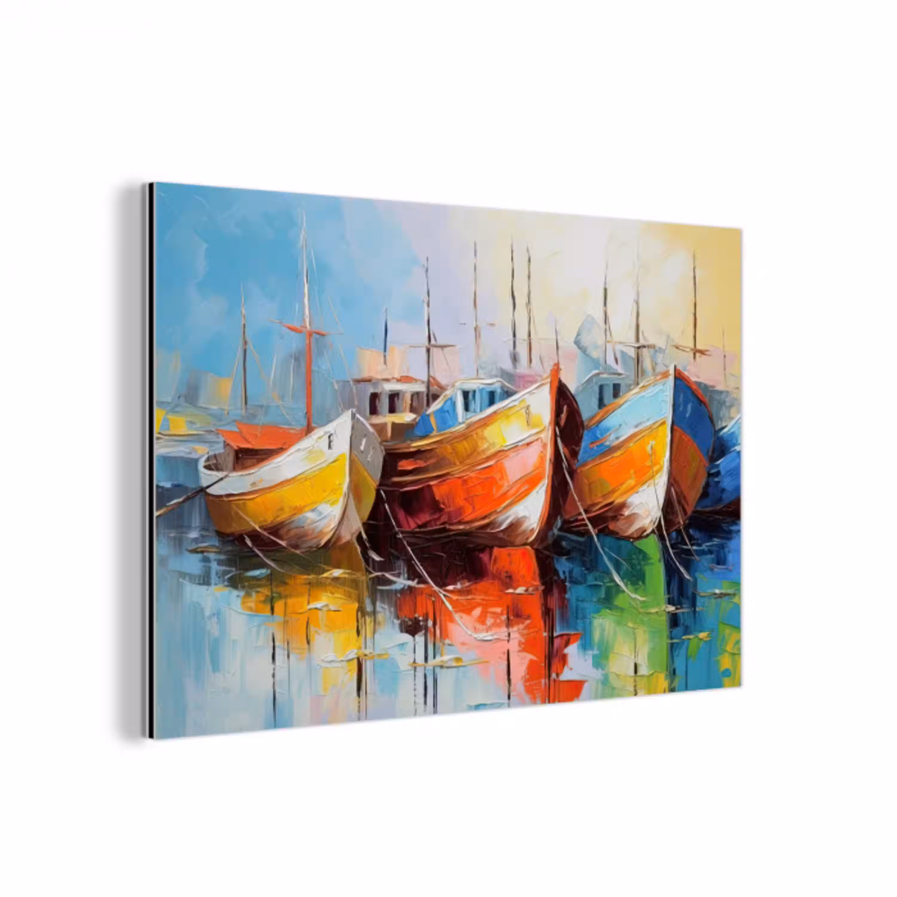 Boten - Kunst - Kleuren - Schilderij aluminium wit klein -3d