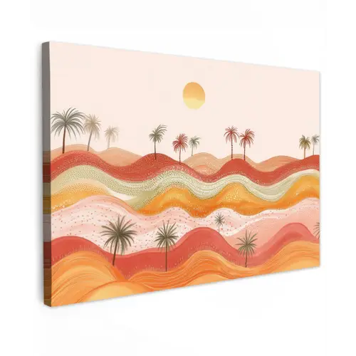 Abstract landschap - Palmbomen - Kleurrijk canvas 2cm klein -z3d