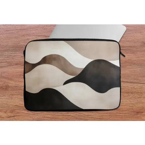 Golven - Abstract - Beige laptophoes neopreen klein -tafel