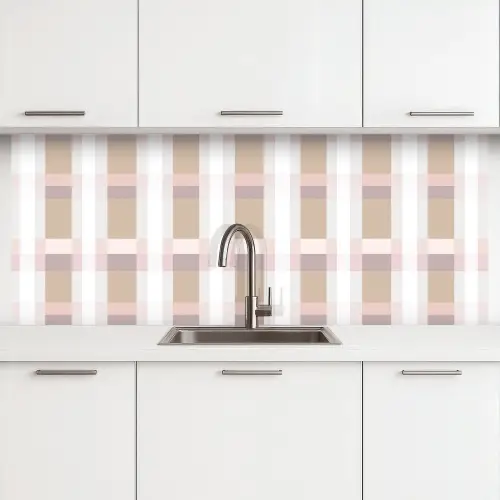 Ruitpatroon - Aardetinten - Minimalistisch keuken achterwand 2 middel 871 -3d