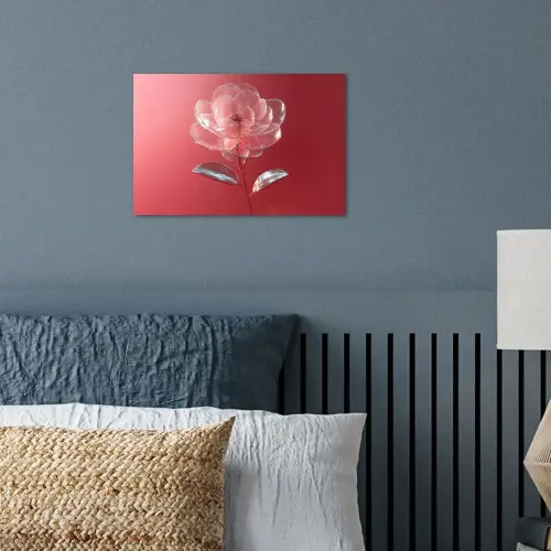 Sierlijk - Bloem - Roze - Glazen poster papier klein -sfeer2