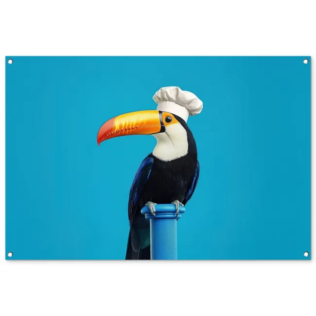 Tuinposter - Tucan - Sokkel - Vogel - Koksmuts