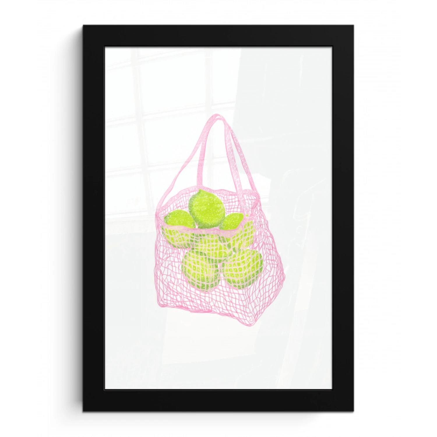 Netzakje - Roze - Illustratie - Limoenen fotolijst zwart zonder passe partout klein -3d