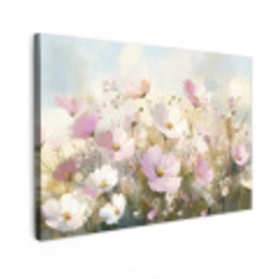 Bloemenveld - Lichte tinten - Geschilderd Tuinposter op houten frame 2 cm dik klein -3d