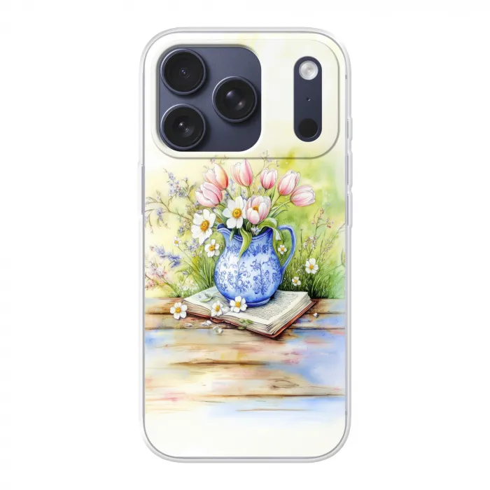Vaas - Delftsblauw - Madeliefjes Telefoonhoesje iPhone 17 Pro klein -3d