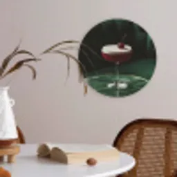 Kers - Cocktail - Rood - Marmer Akoestische PET Vilt - Rond klein -sfeer3