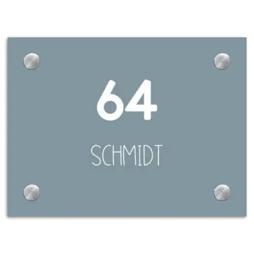 Effen blauwgrijs - Modern Naambord Rechthoek middel -3d