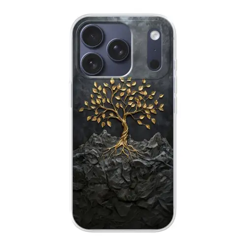 Bladeren - Goud - Boom - Rots Telefoonhoesje iPhone 17 Pro klein -3d