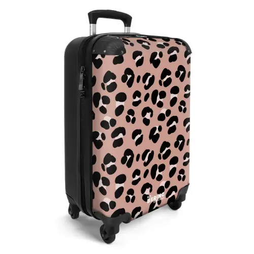 Panterprint op roze achtergrond NBS - Handbagage koffer - Volwassenen Unisex middel -productfoto_3d
