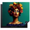Vrouw - Hoodtooi - Tropisch - Fruit - Druiven Inductie beschermer vinyl 3mm middel -3d