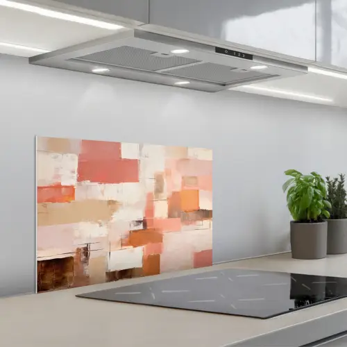 Kunst - Roze - Abstract keuken achterwand spatscherm klein -3d_schuin