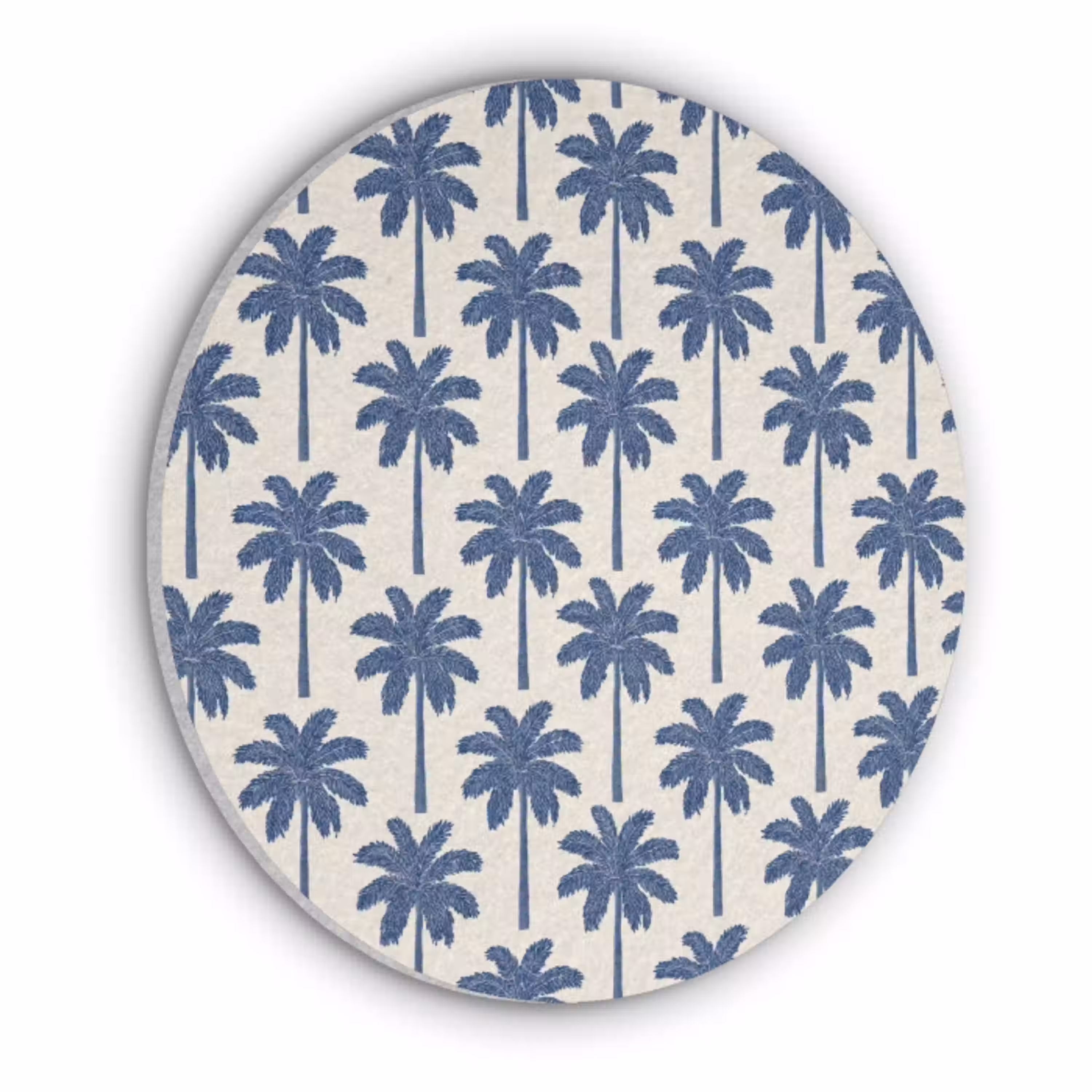 Symmetrisch - Palm - Blauw Akoestische PET Vilt - Rond klein 838 -3d