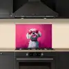 Pink - Hond - Bubbel keuken achterwand spatscherm klein -sfeer1