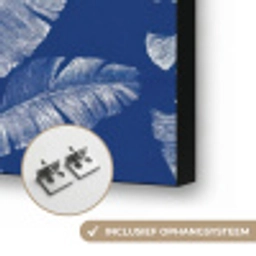 Blad - Palm - Blauw Textielframe zwart klein 947 -USP_ophangsysteemNL