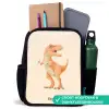 T-rex dino in oranje kleuren Rugzak - Zwart middel -inhoud_NL
