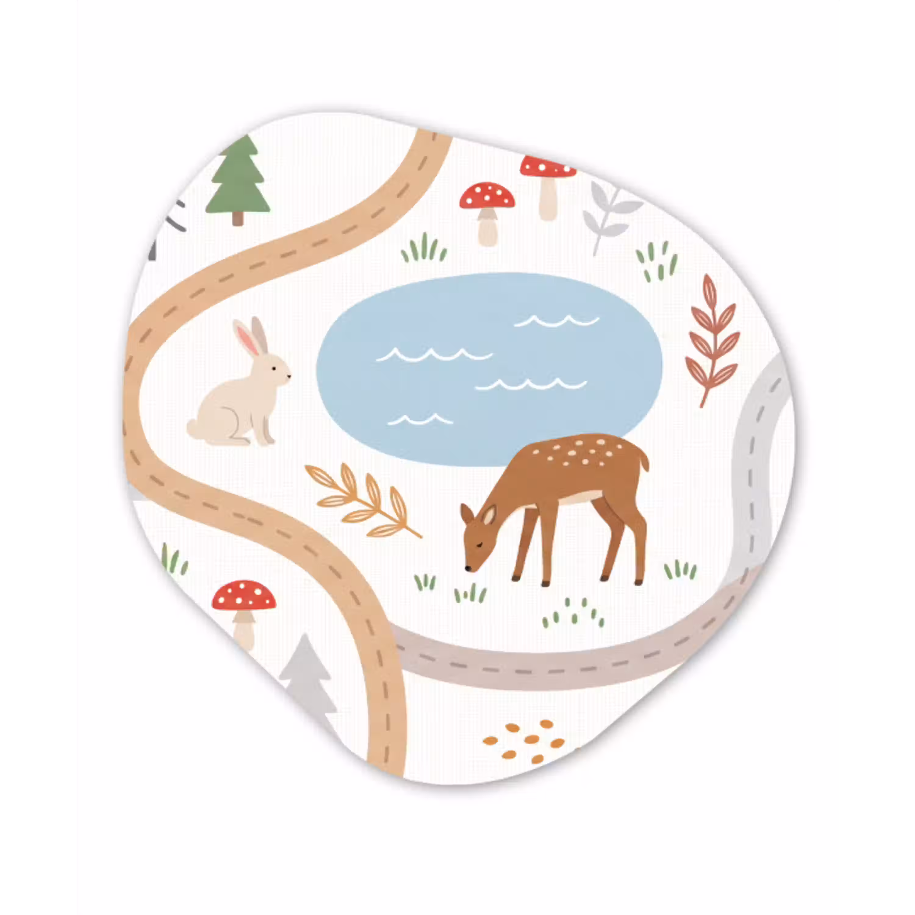 Dieren - Bos - Illustratie Wandcirkel Organisch Aluminium middel -3d