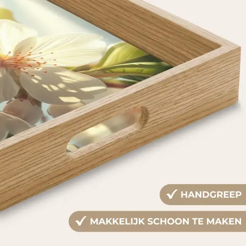 Bloesems - Wit - Zonnestralen -  Bloemblaadjes Dienblad Rechthoek middel -USP_HandgreepNL