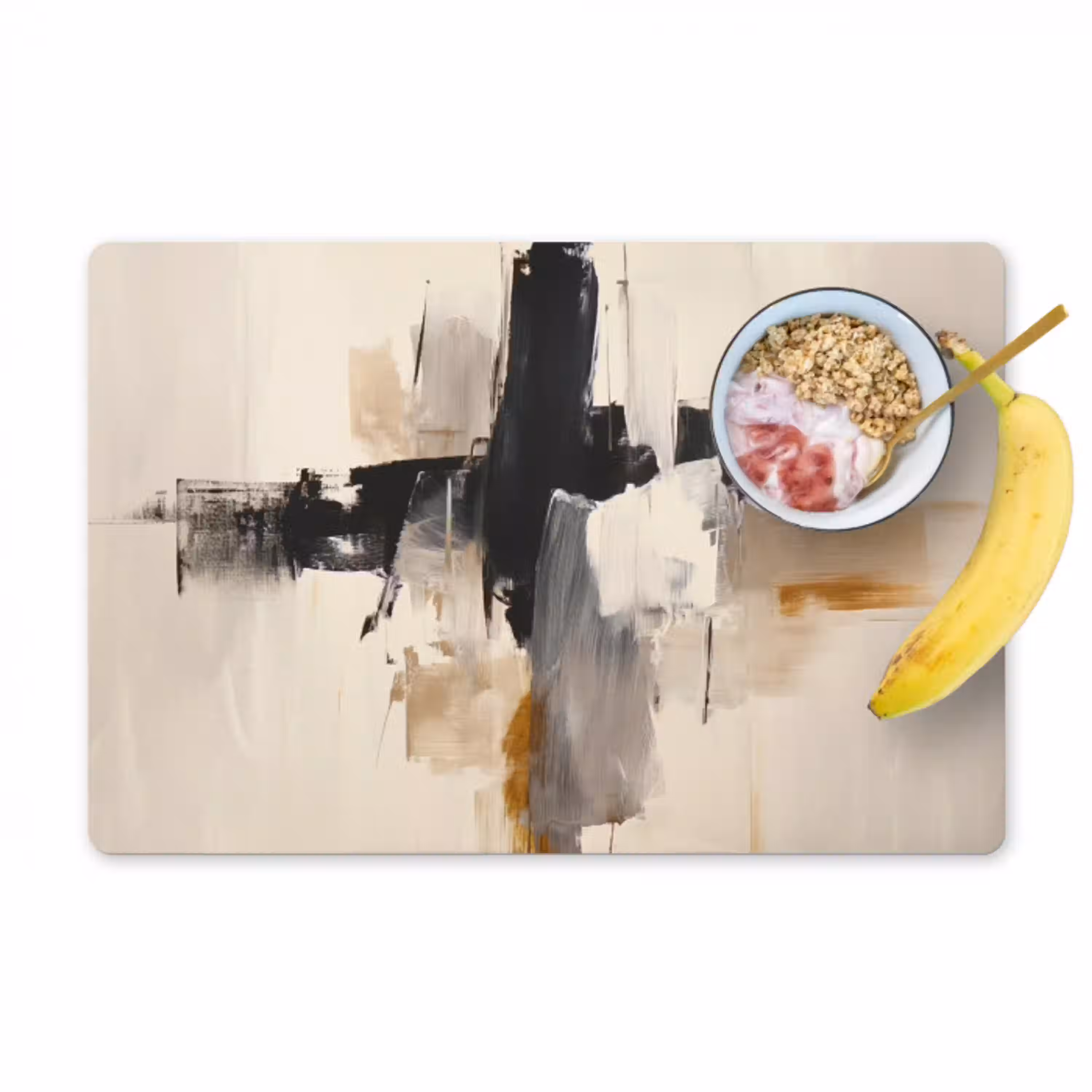 Penseelstreken - Ruw - Abstract - Beige Placemat vinyl groot -zzzproduct_Kitchenyeah-website
