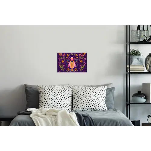 Kever - Felgekleurd - Bloemen - Bladeren Muursticker klein -slaapkamer